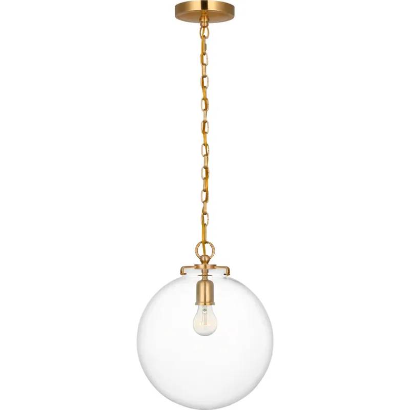 Thomas O'Brien Katie4 1 Light 12 inch Hand-Rubbed Antique Brass Globe Pendant Ceiling Light in Clear Glass
