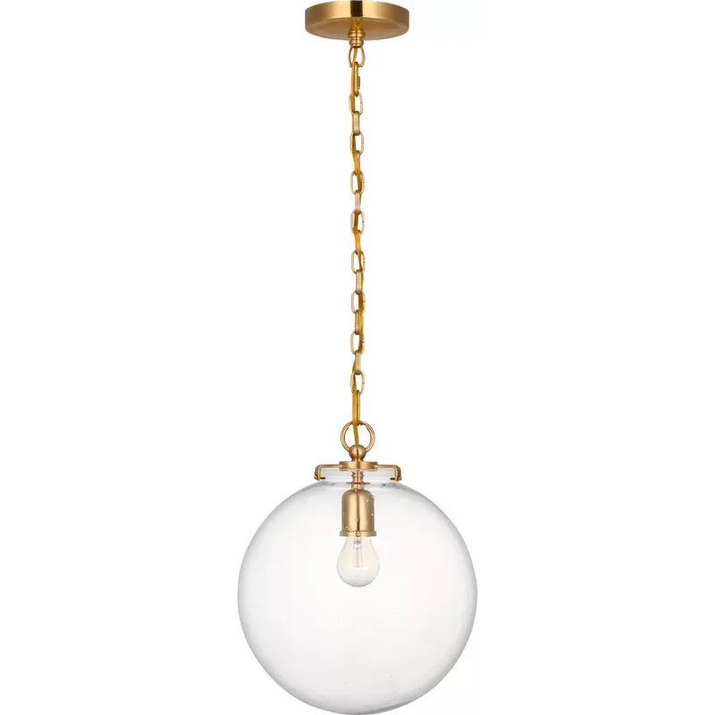 Thomas O'Brien Katie4 1 Light 12 inch Hand-Rubbed Antique Brass Globe Pendant Ceiling Light in Seeded Glass