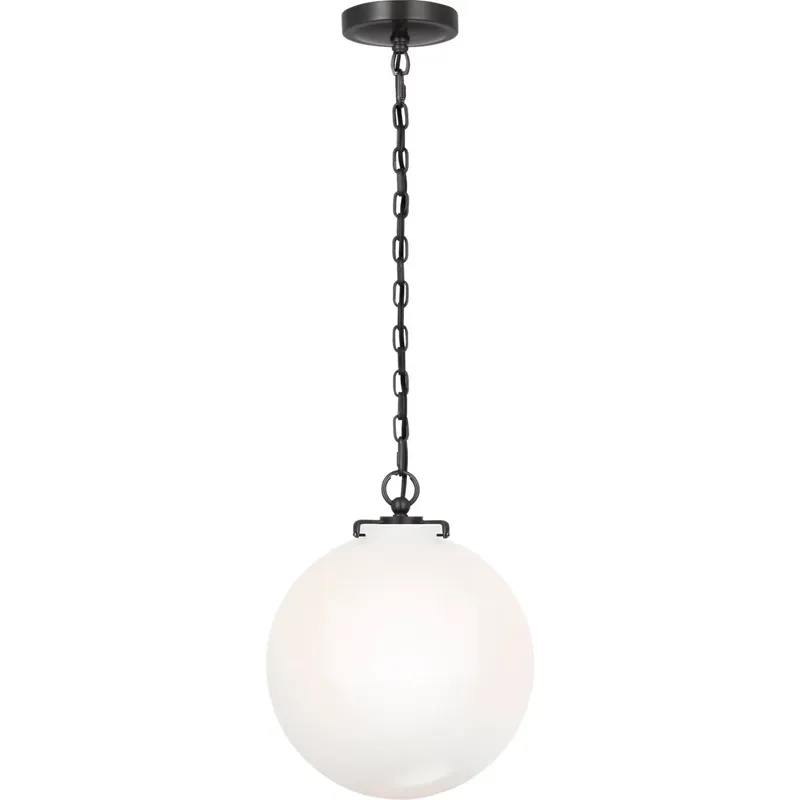 Thomas O'Brien Katie4 1 Light 12 inch Bronze Globe Pendant Ceiling Light in White Glass