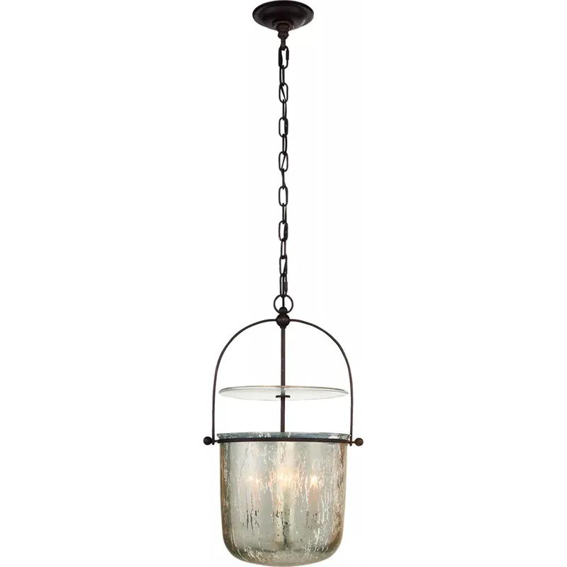 Chapman & Myers Lorford 4 Light 14 inch Aged Iron Lantern Pendant Ceiling Light in Mercury Glass, Small