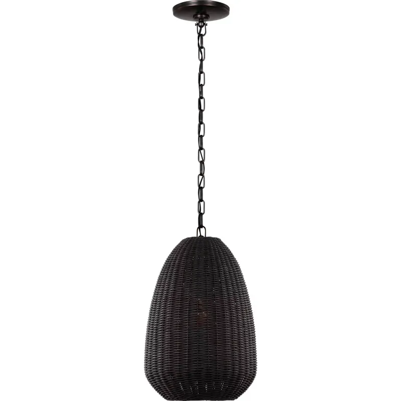 Chapman & Myers Kokomo LED 11.5 inch Bronze Pendant Ceiling Light in Charcoal Wicker