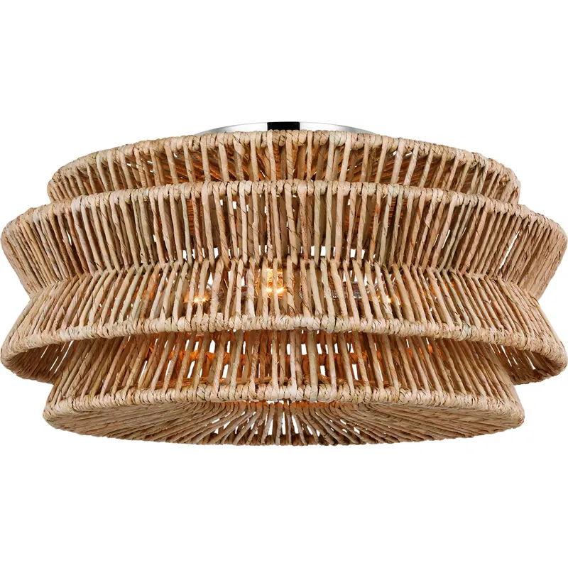 Chapman & Myers Antigua LED 23.25 inch Polished Nickel and Natural Abaca Semi-Flush Mount Ceiling Light, XL