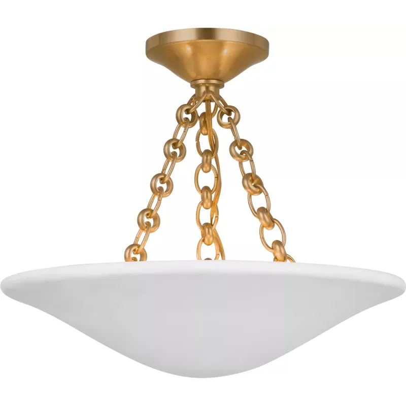AERIN Mollino LED 16 inch Hand-Rubbed Antique Brass Semi-Flush Mount Ceiling Light