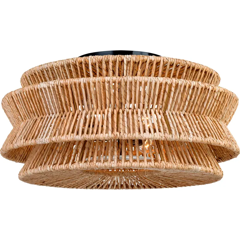 Chapman & Myers Antigua LED 23.25 inch Bronze and Natural Abaca Drum Semi-Flush Mount Ceiling Light, XL