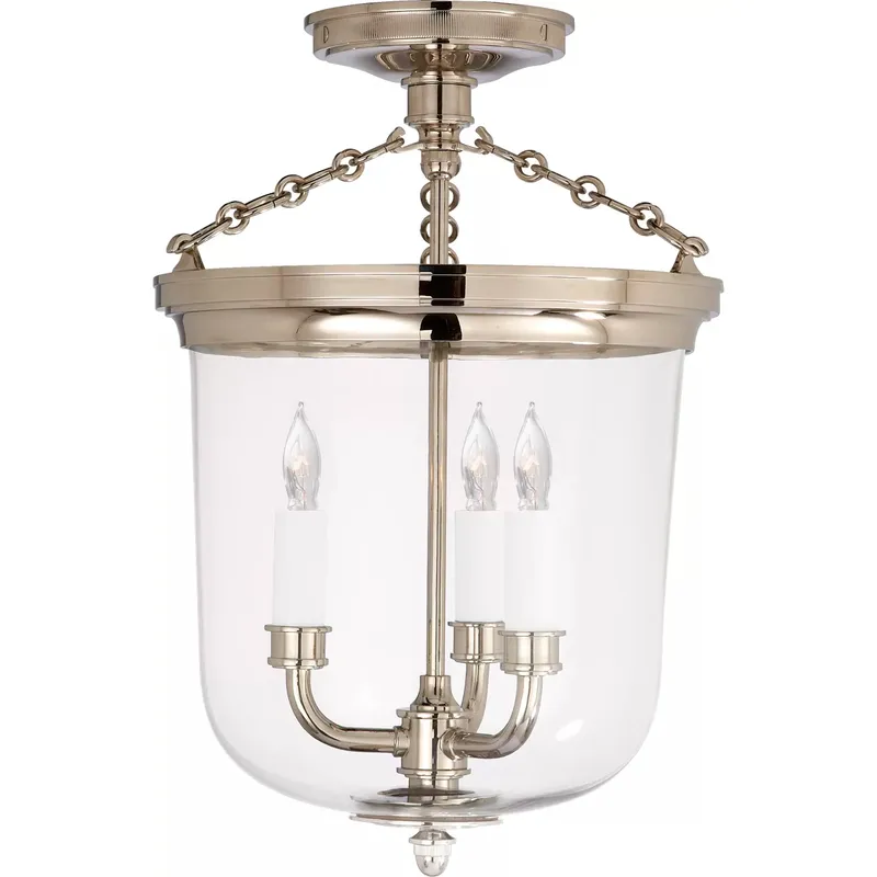 Thomas O'Brien Merchant 3 Light 11.25 inch Polished Nickel Semi-Flush Mount Ceiling Light
