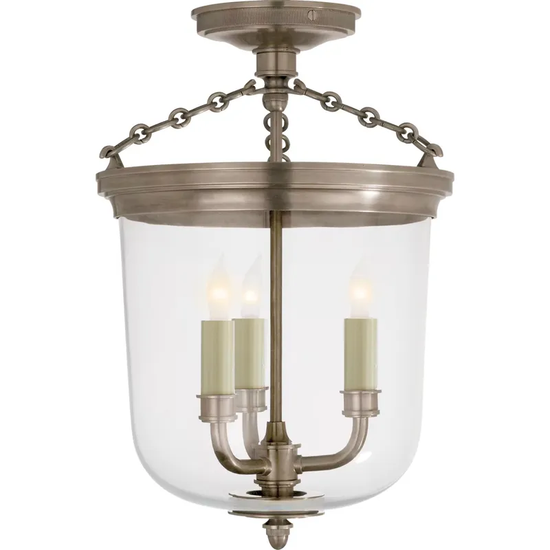 Thomas O'Brien Merchant 3 Light 11.25 inch Antique Nickel Semi-Flush Mount Ceiling Light