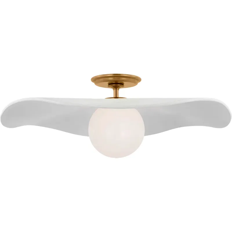 Windsor Smith Mahalo LED 22 inch Hand-Rubbed Antique Brass Semi-Flush Mount Ceiling Light in Matte White