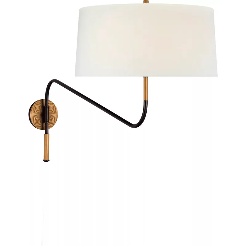 Thomas O'Brien Canto 17 inch 15 watt Bronze and Brass Swinging Wall Light, Grande