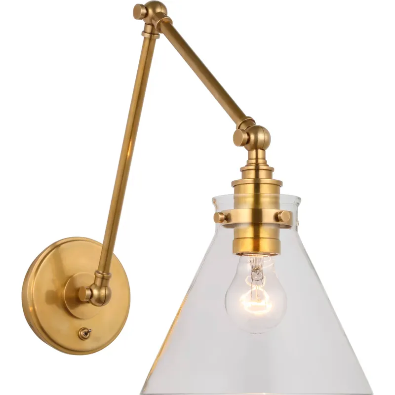 Chapman & Myers Parkington 15.5 inch 15 watt Antique-Burnished Brass Double Library Wall Light in Clear Glass