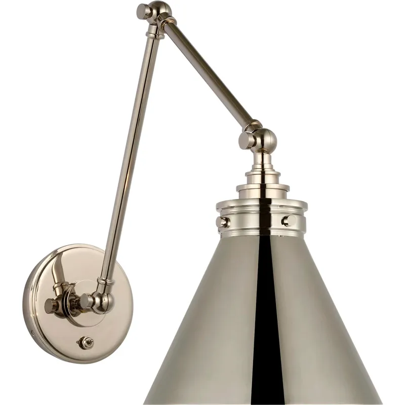 Chapman & Myers Parkington 15.5 inch 15 watt Polished Nickel Double Library Wall Light