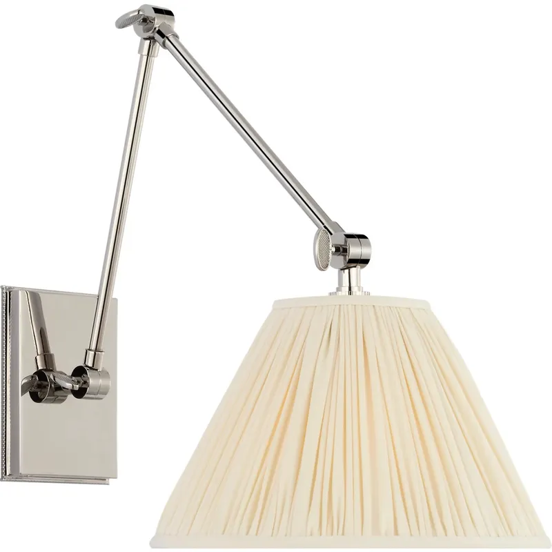Marie Flanigan Wimberley LED 9 inch Polished Nickel Double Arm Sconce Wall Light in Silk Pleated
