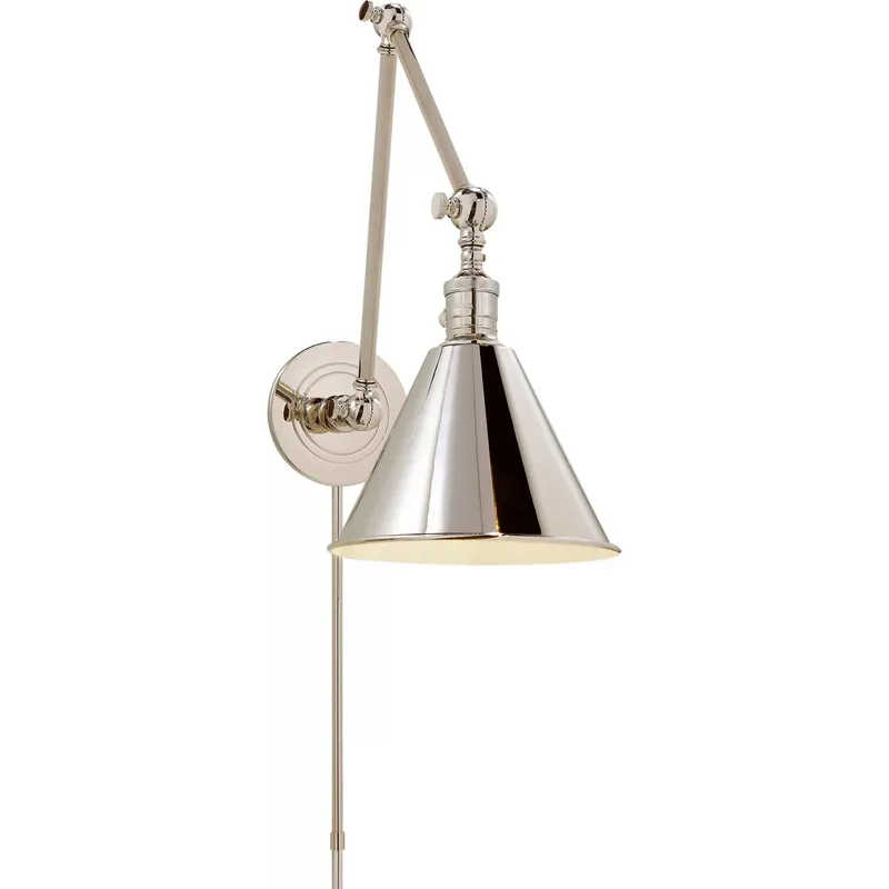 Chapman & Myers Boston3 15.5 inch 60 watt Polished Nickel Double Arm Library Light Wall Light