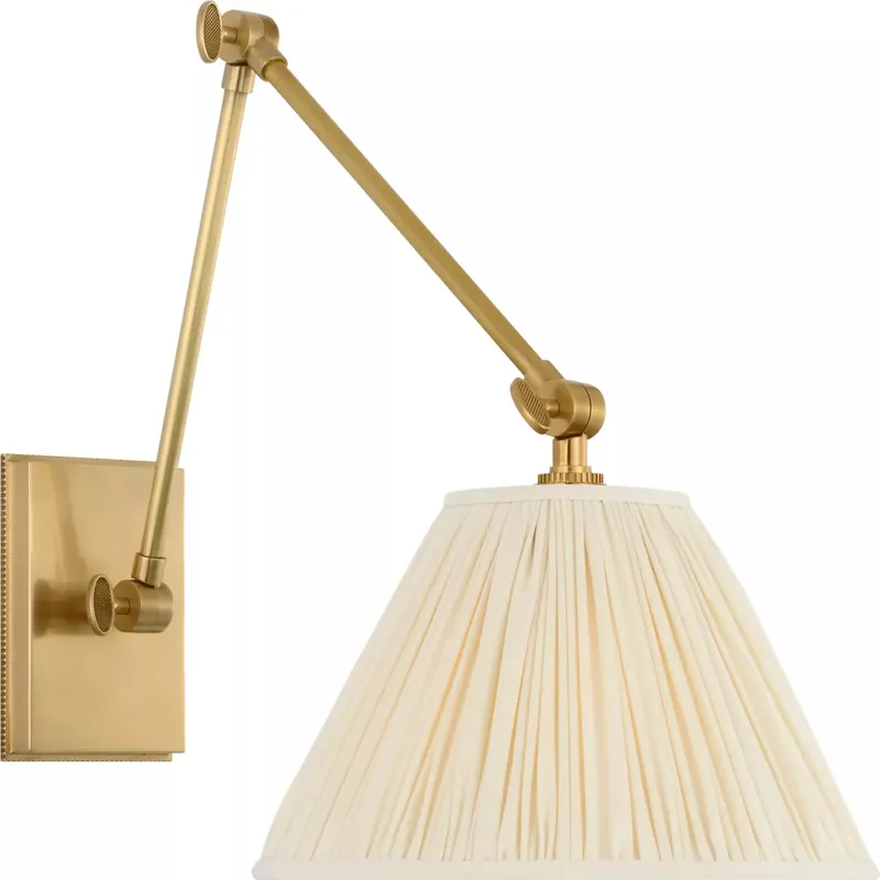 Marie Flanigan Wimberley LED 9 inch Soft Brass Double Arm Sconce Wall Light in Silk Pleated