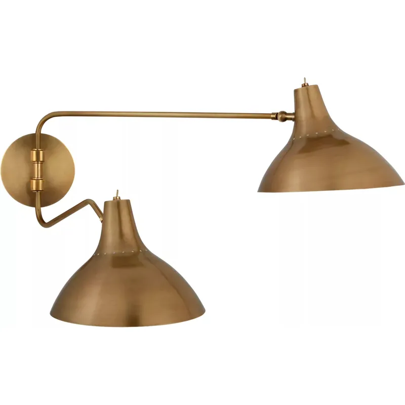 AERIN Charlton 9.25 inch 40 watt Hand-Rubbed Antique Brass Double Wall Light, Medium