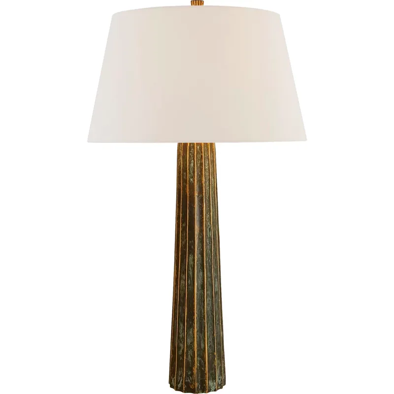 Chapman & Myers Fluted Spire 31.5 inch 150 watt Bronze Table Lamp Portable Light in Linen, Large