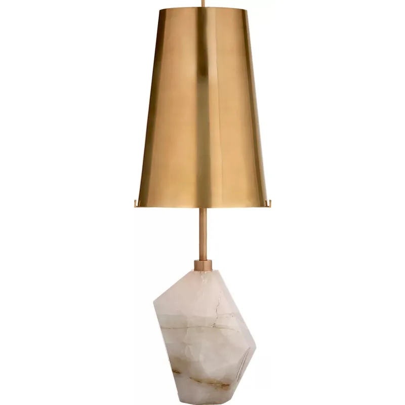 Kelly Wearstler Halcyon 25 inch 75 watt Natural Quartz Stone Table Lamp Portable Light in Antique-Burnished Brass