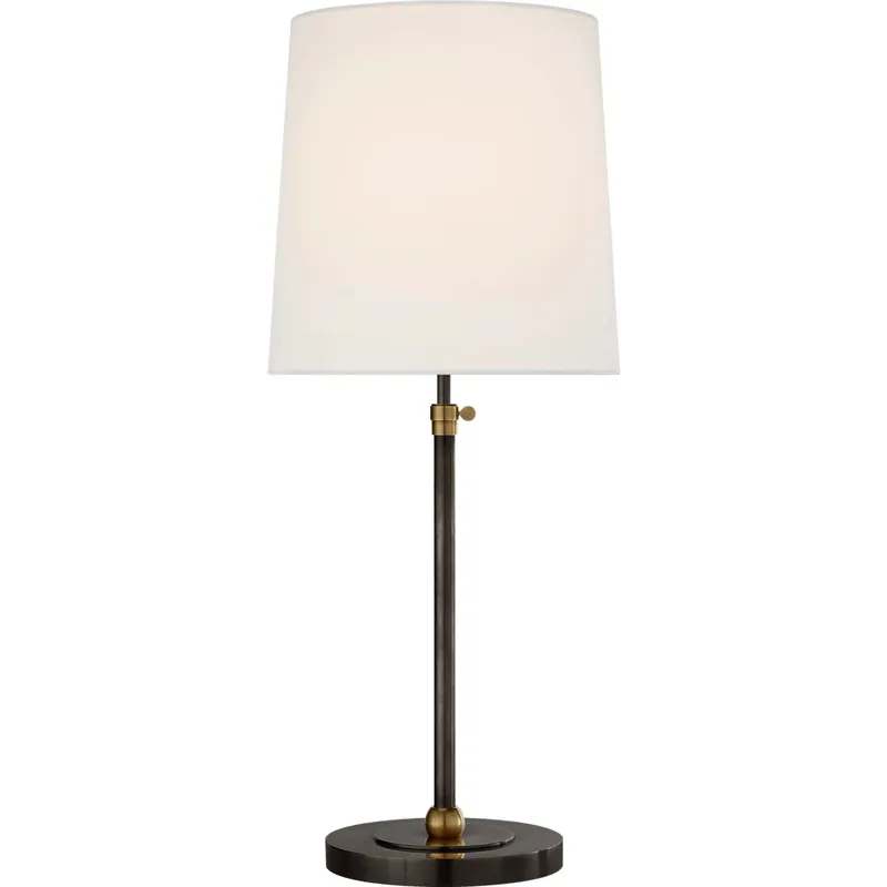 Thomas O'Brien Bryant 27.5 inch 60 watt Bronze and Hand-Rubbed Antique Brass Table Lamp Portable Light in Linen, Large