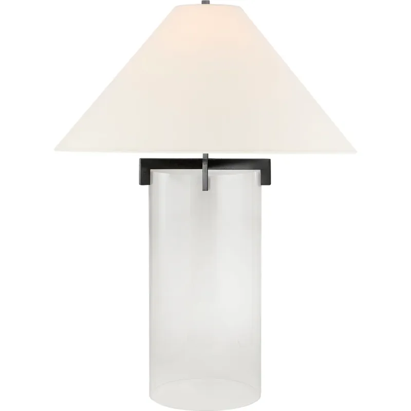 J. Randall Powers Brooks 30 inch 100 watt Aged Iron Table Lamp Portable Light in Linen, Aged Iron and Crystal