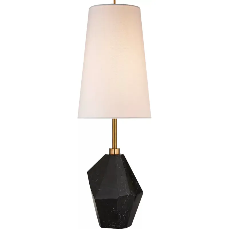 Kelly Wearstler Halcyon 25 inch 75 watt Black Cremo Marble Accent Table Lamp Portable Light in Linen