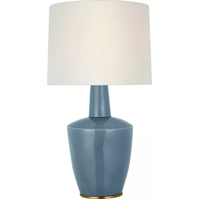 Barbara Barry Paros 31 inch 15 watt Polar Blue Crackle Table Lamp Portable Light in Linen 1