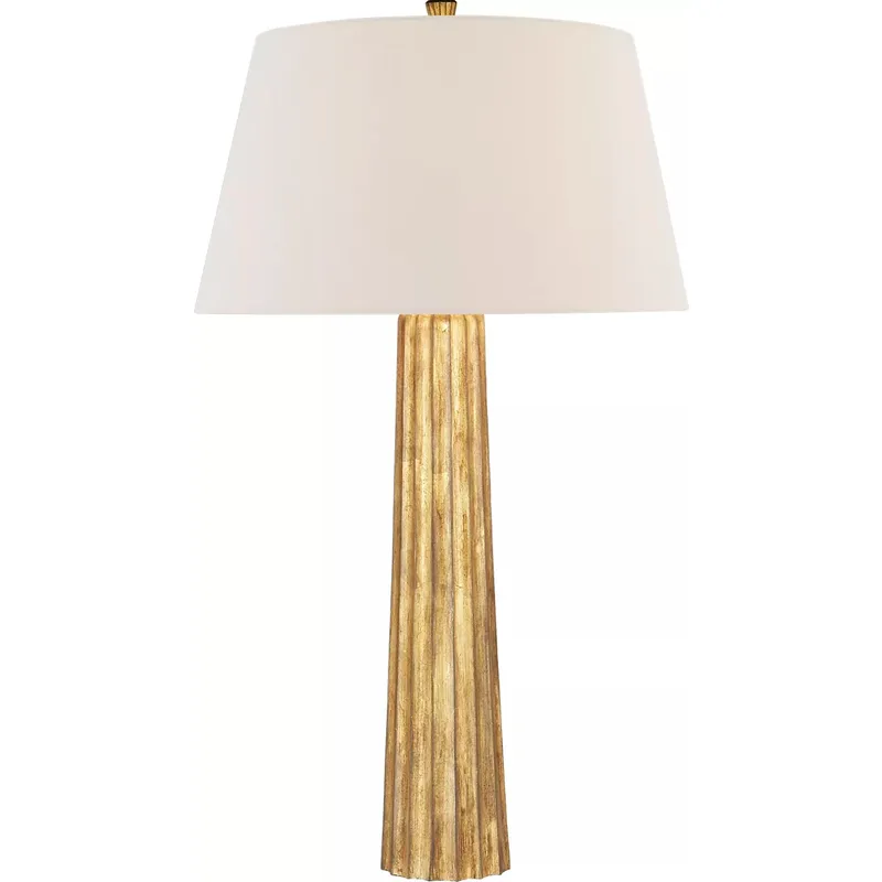 Chapman & Myers Fluted Spire 31.5 inch 150 watt Gilded Iron Table Lamp Portable Light in Linen, Large