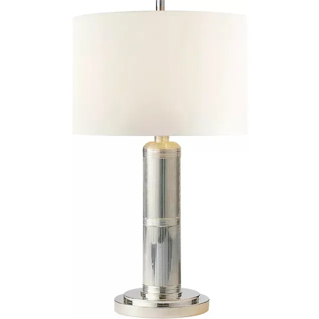 Thomas O'Brien Longacre 16 inch 25 watt Polished Nickel Table Lamp Portable Light in Linen, Small