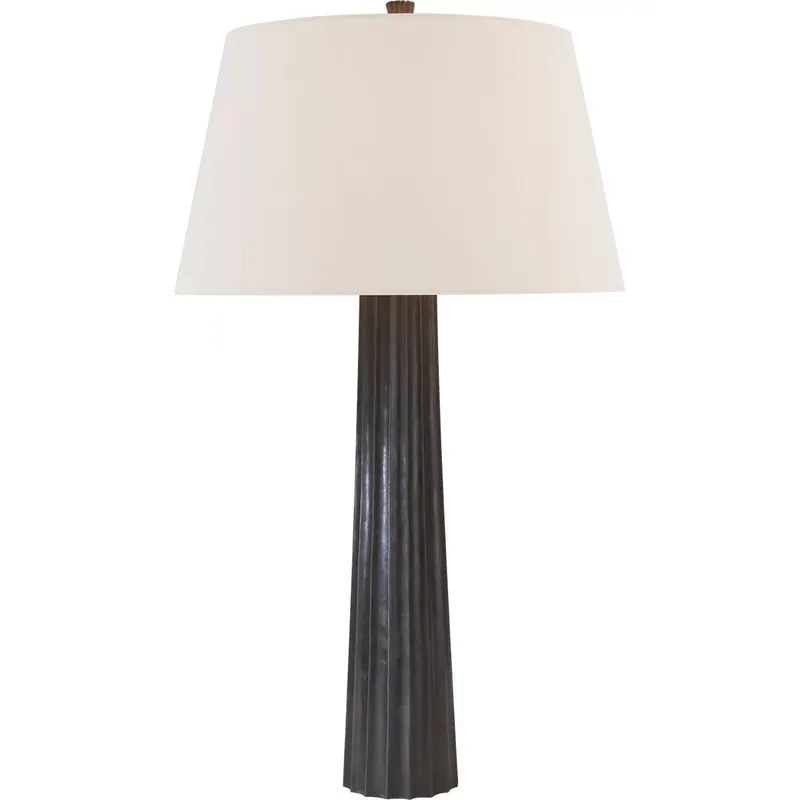 Chapman & Myers Fluted Spire 31.5 inch 150 watt Aged Iron Table Lamp Portable Light in Linen, Large