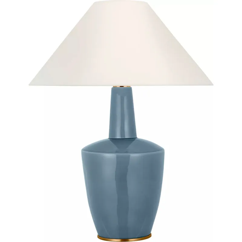 Barbara Barry Paros 31 inch 15 watt Polar Blue Crackle Table Lamp Portable Light in Linen 2