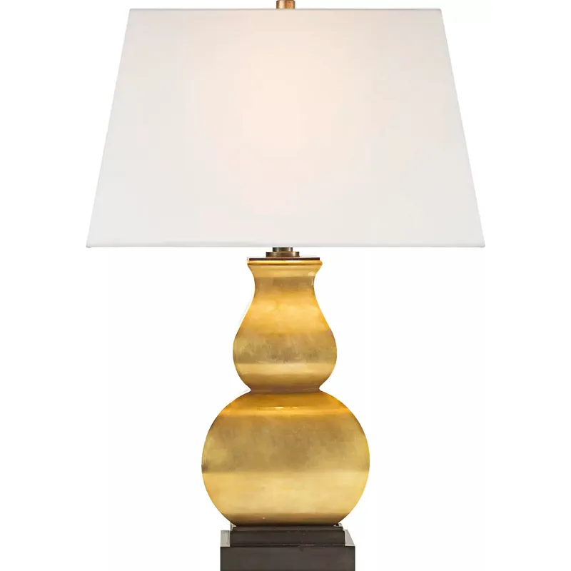 Chapman & Myers Fang Gourd 27 inch 150 watt Antique-Burnished Brass Table Lamp Portable Light in Linen