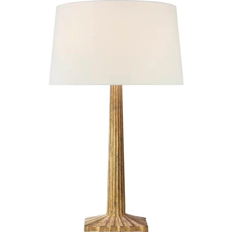Chapman & Myers Strie 29.75 inch 100 watt Gilded Iron Table Lamp Portable Light in Linen