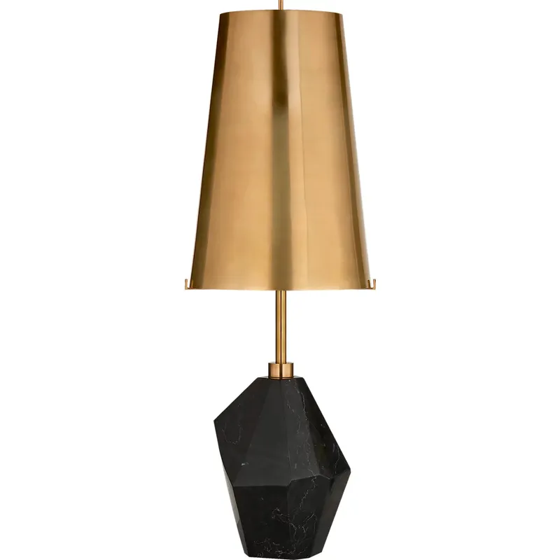 Kelly Wearstler Halcyon 25 inch 75 watt Black Cremo Marble Accent Table Lamp Portable Light in Antique-Burnished Brass