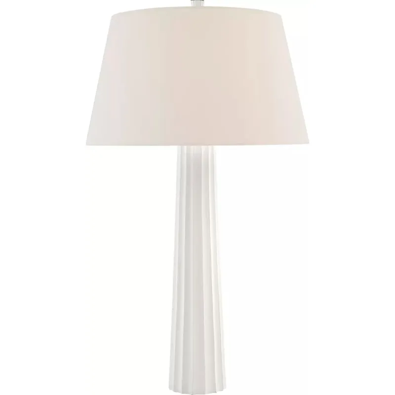 Chapman & Myers Fluted Spire 31.5 inch 150 watt Plaster White Table Lamp Portable Light in Linen, Large