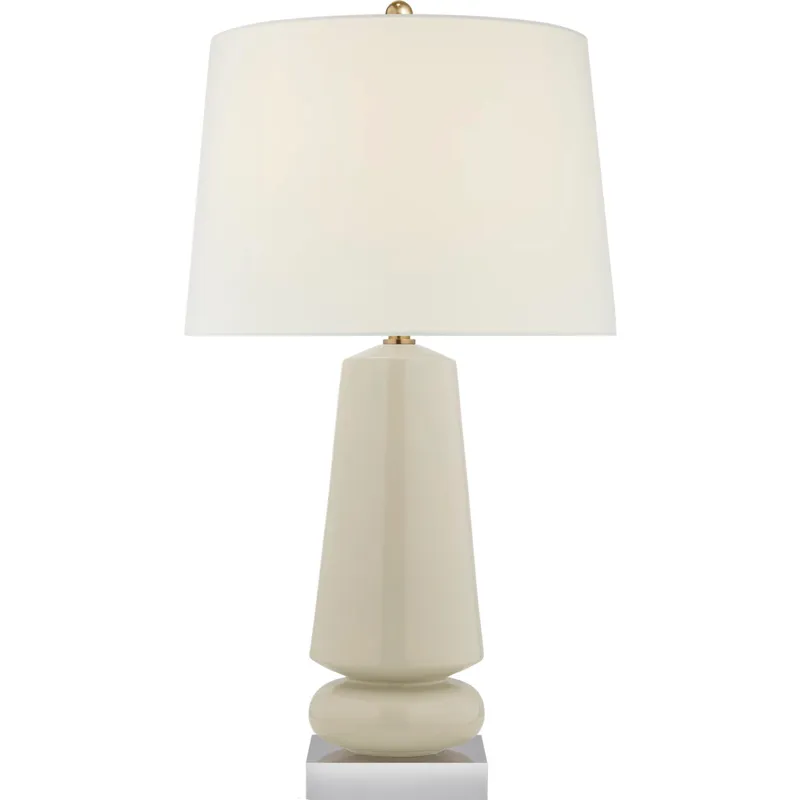 Chapman & Myers Parisienne 35 inch 150 watt Coconut Porcelain Table Lamp Portable Light in Linen, Medium