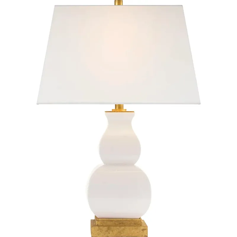 Chapman & Myers Fang Gourd 27 inch 150 watt Ivory Crackle Ceramic Table Lamp Portable Light in Linen