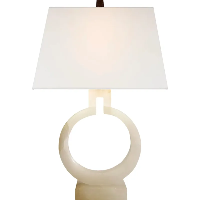 Chapman & Myers Ring 21 inch 75 watt Alabaster Table Lamp Portable Light in Linen, Small