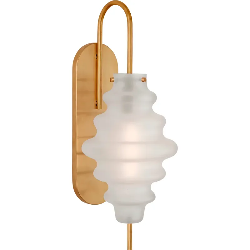 Kelly Wearstler Tableau 1 Light 6.75 inch Antique-Burnished Brass Sconce Wall Light in Volcanic Glass, Large