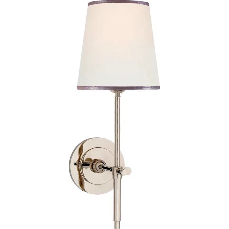 Thomas O'Brien Bryant 1 Light 5.5 inch Polished Nickel Sconce Wall Light in Linen with Silver Trim