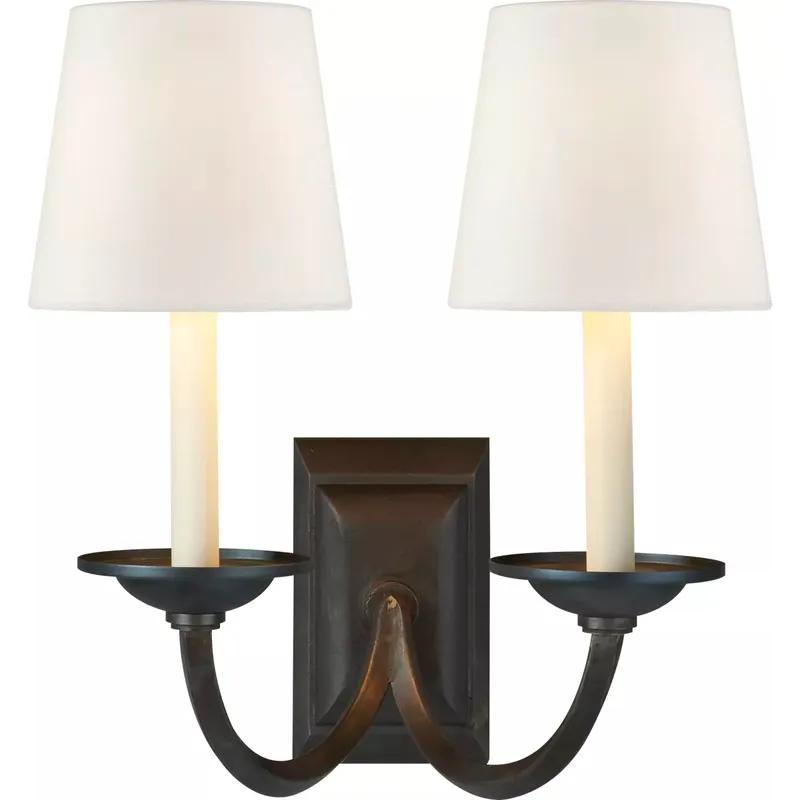 Chapman & Myers Flemish 2 Light 12.5 inch Aged Iron Double Sconce Wall Light in Linen