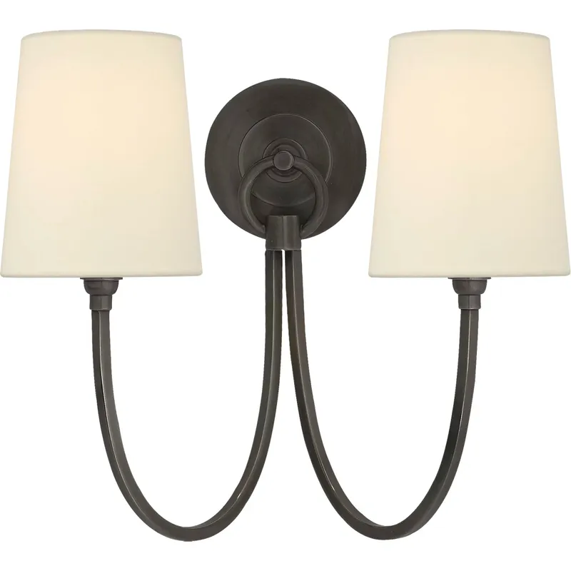 Thomas O'Brien Reed 2 Light 15 inch Bronze Double Sconce Wall Light in Linen