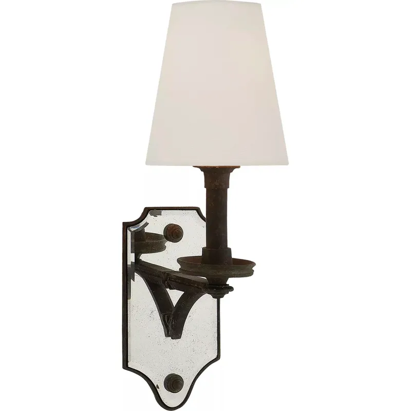 Thomas O'Brien Verona 1 Light 5.5 inch Weathered Iron Mirrored Sconce Wall Light in Linen