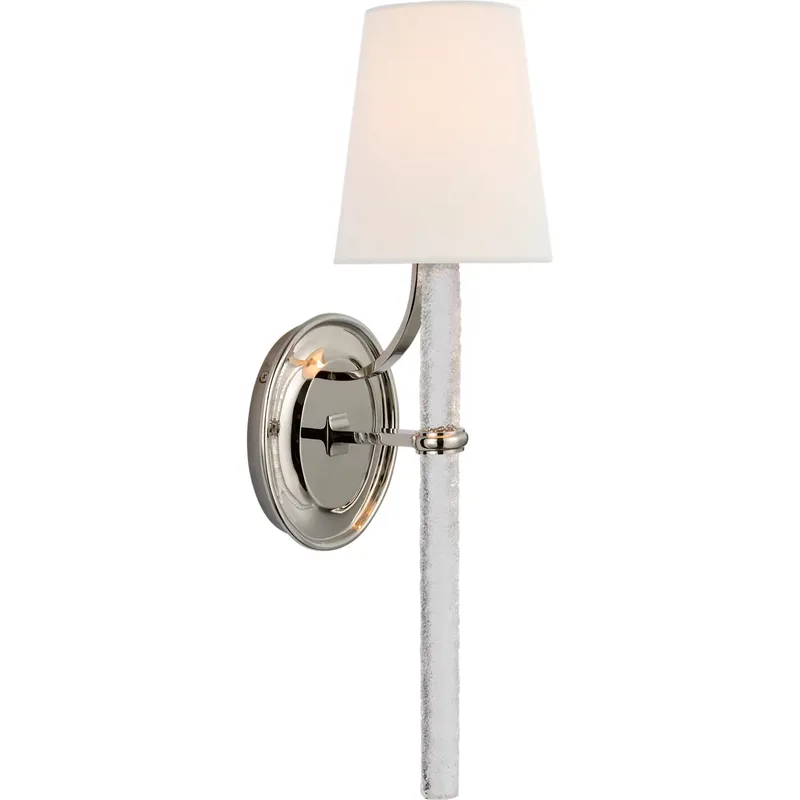 Marie Flanigan Abigail LED 5.25 inch Polished Nickel and Clear Wavy Glass Sconce Wall Light, Large