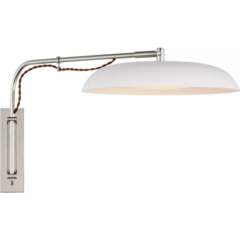 Amber Lewis Cyrus LED 14 inch Polished Nickel and White Articulating Wall Light, Medium