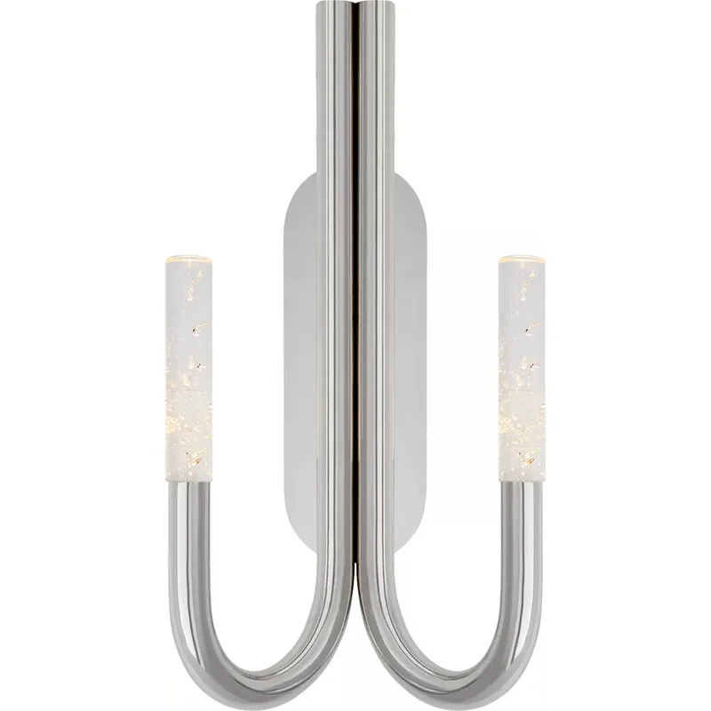 Kelly Wearstler Rousseau LED 10 inch Polished Nickel Double Wall Sconce Wall Light in Seeded Glass
