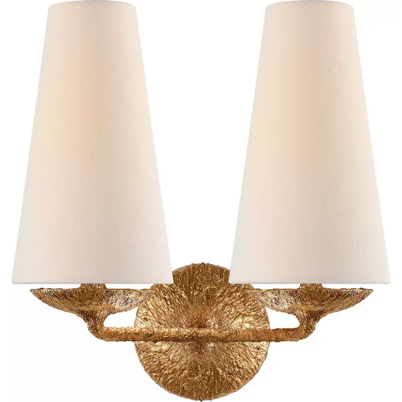 AERIN Fontaine 2 Light 13.25 inch Gilded Plaster Double Sconce Wall Light