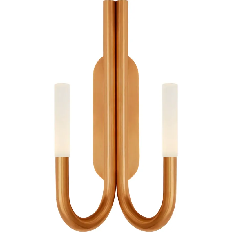 Kelly Wearstler Rousseau LED 10 inch Antique-Burnished Brass Double Wall Sconce Wall Light in Etched Crystal