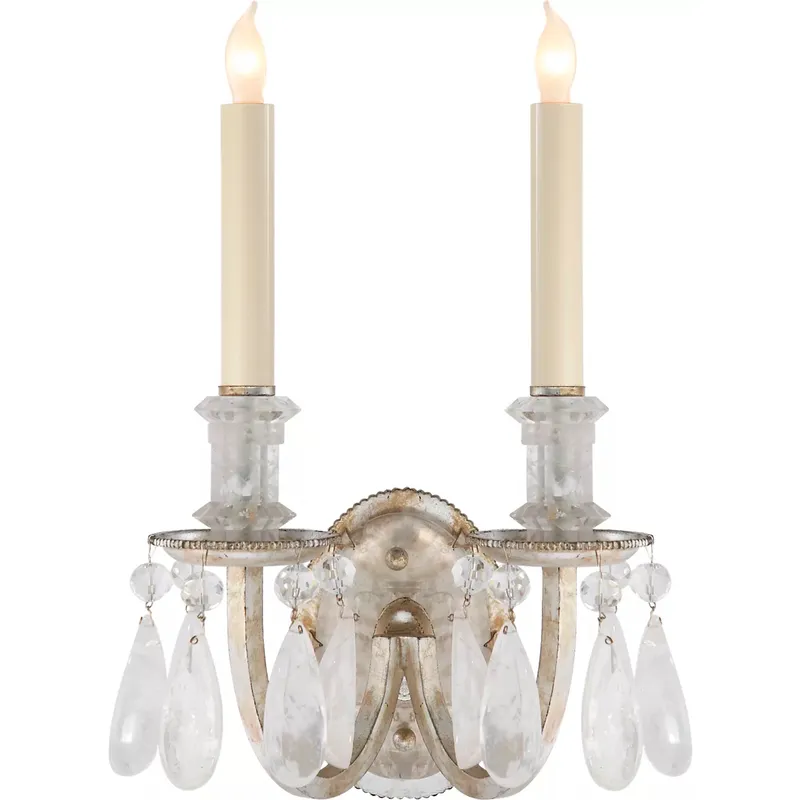 Thomas O'Brien Elizabeth 2 Light 9.5 inch Burnished Silver Leaf Double Sconce Wall Light