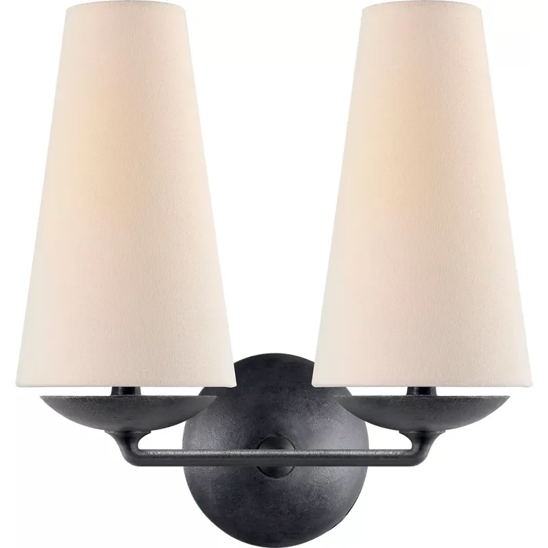 AERIN Fontaine 2 Light 13.25 inch Aged Iron Double Sconce Wall Light