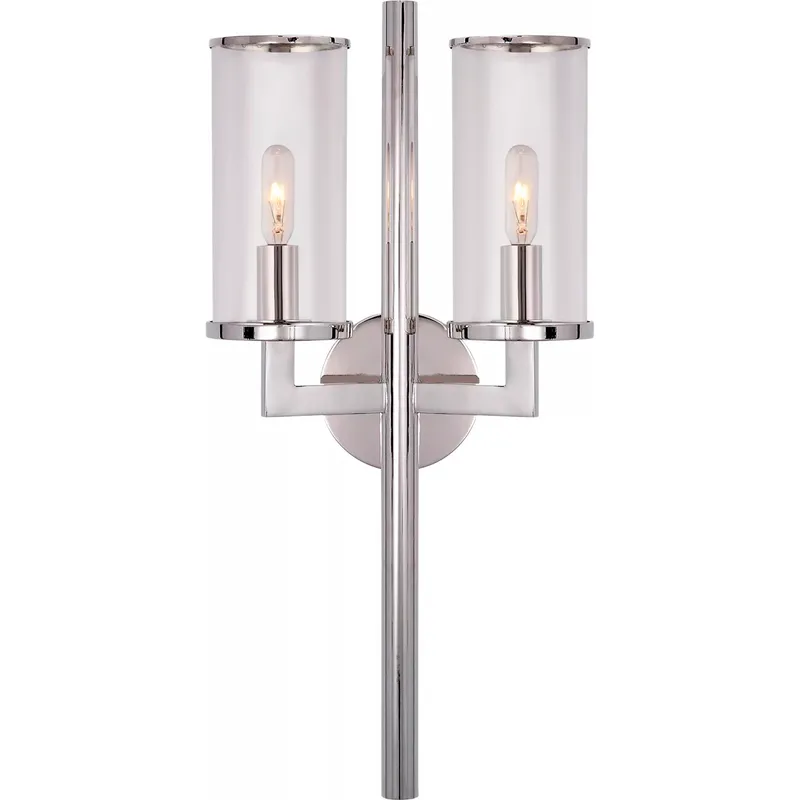 Kelly Wearstler Liaison 2 Light 9.5 inch Polished Nickel Double Sconce Wall Light in Clear Glass