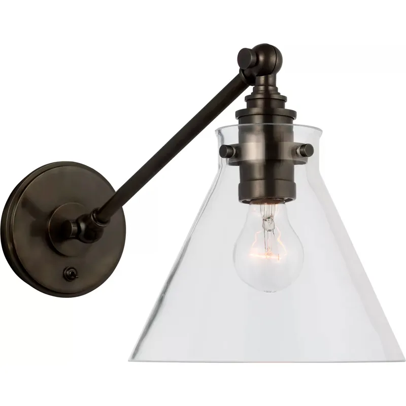 Chapman & Myers Parkington LED 8.5 inch Bronze Single Library Wall Light in Clear Glass