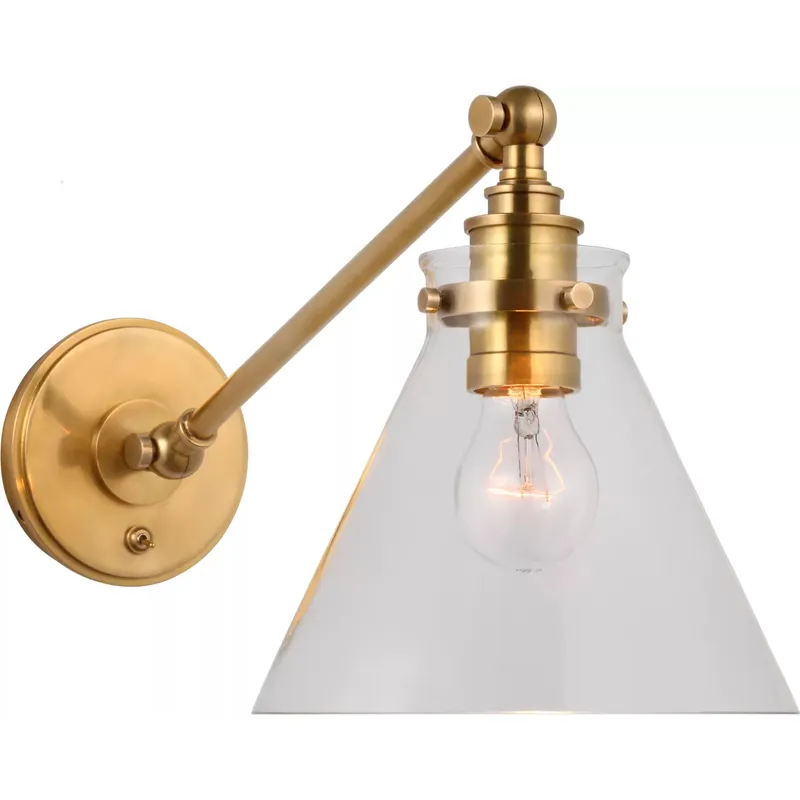 Chapman & Myers Parkington LED 8.5 inch Antique-Burnished Brass Single Library Wall Light in Clear Glass